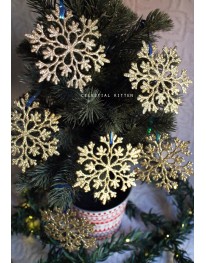 Glittery Snowflakes Set // Golden